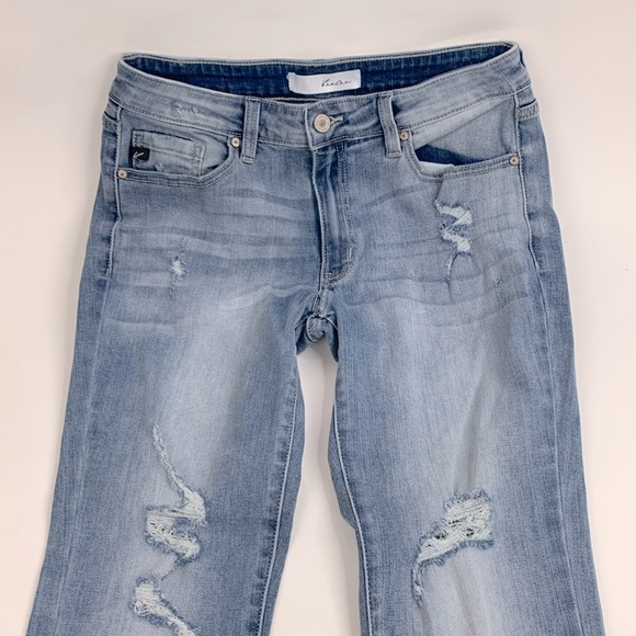 KanCan Distressed Skinny crop ankle jeans Size 9/28 Stretch Light wash denim - Picture 3 of 12